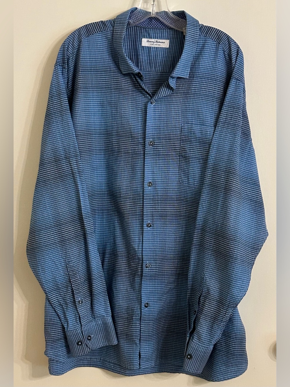 Tommy Bahama Blue Micro-Check Long Sleeve Button-Down Shirt
